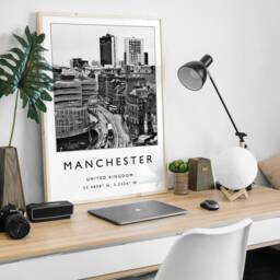 Manchester Black & White Travel Poster Urban City Art Print - thumbnail 3