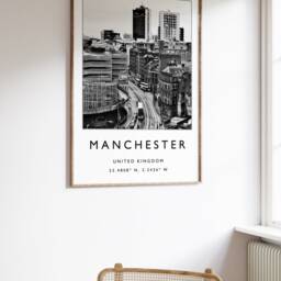 Manchester Black & White Travel Poster Urban City Art Print - thumbnail 2