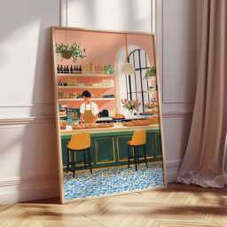 French Bakery Wall Art Print, Paris Caf?? Poster, Croissant Kitchen Decor, Barista Illustration, Cozy Bistro Breakfast Artwork - thumbnail 2
