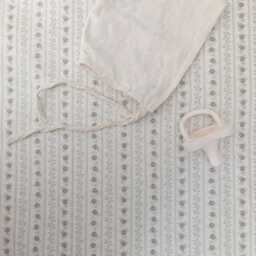 Neutral Floral Crib Sheet Beige Cotton, Roses & Stripes - thumbnail 3