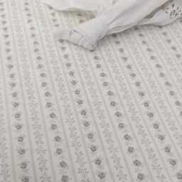 Neutral Floral Crib Sheet Beige Cotton, Roses & Stripes - thumbnail 2