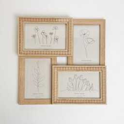 Beaded Natural Wood Multi Photo Frame - Wall Mounted 6x4 - thumbnail 3