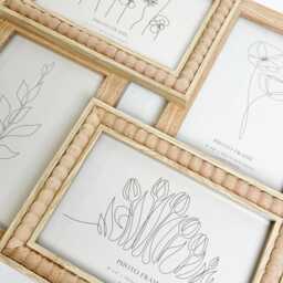 Beaded Natural Wood Multi Photo Frame - Wall Mounted 6x4 - thumbnail 2
