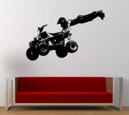 Atv Quad Bike Dirt Stunt Racing Wall Graphic Decal Sticker Vinyl Mural Boys Room Man Cave Game Garage Home Decor Free Shipping L182 - thumbnail 1