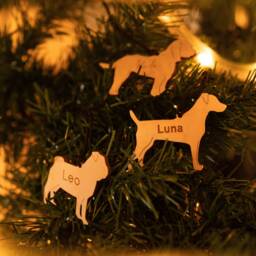 Personalized Dog Christmas Ornament Wooden Pet Memorial Bauble - Personalised Christmas Tree Decorations For Dog Lovers - thumbnail 1