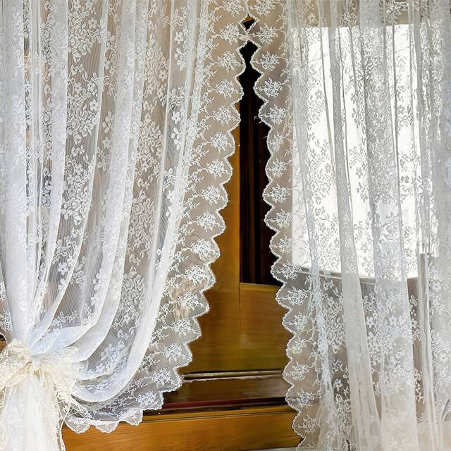 Embroidered Sheer Curtains For Living Room Bedroom, Farmhouse Florals Lace Drapes - image 1