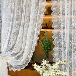 Embroidered Sheer Curtains For Living Room Bedroom, Farmhouse Florals Lace Drapes - thumbnail 2