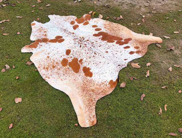 Genuine Brown & White Cow Skin Rug-Natural Hair On Brazilian Hide-Large Speckled Cowhide Area Rug-Authentic Rug-Gift For Christmas - image 1