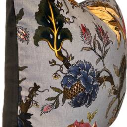 High End Luxury Designer Velvet Floral Grey Handmade Cushion Cover Interior Decorative - thumbnail 2