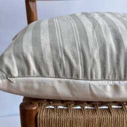 Handwoven Gray Striped Pillow Cover Vintage Karen Textile, Boho Farmhouse - 20x20 - thumbnail 3