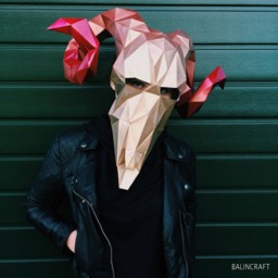 Ram Mask. - Demon/Devil/Skull Mask, Low Poly 3D Diy Papercraft Animal Template, Party, New Years & Masquerade Mask - thumbnail 4