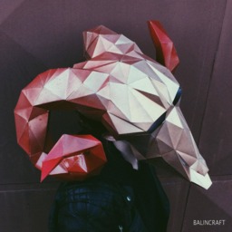 Ram Mask. - Demon/Devil/Skull Mask, Low Poly 3D Diy Papercraft Animal Template, Party, New Years & Masquerade Mask - thumbnail 2