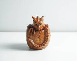 Baby Dragon Hatching From An Egg, Cute Dragon, Mystical Animal, Art, Wood Carving, Wooden Figurine, Gift For Mother, Housewarming - thumbnail 1