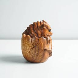 Baby Dragon Hatching From An Egg, Cute Dragon, Mystical Animal, Art, Wood Carving, Wooden Figurine, Gift For Mother, Housewarming - thumbnail 3