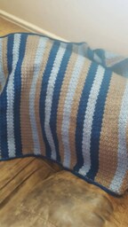 Handmade Blue & Gray Crochet Baby Blanket. Crochet Afghan. Custom Crochet. Throw. Baby Gift - thumbnail 1