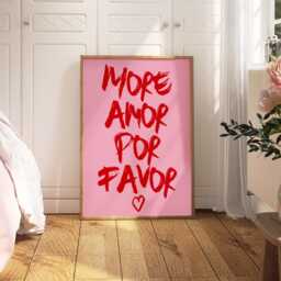 More Amor Por Favor Pink Print, Trendy Girly Wall Art, Bedroom Dorm Room Aesthetic, Handwritten Quote, Cute Girls Gift 2579 - thumbnail 2