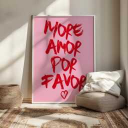 More Amor Por Favor Pink Print, Trendy Girly Wall Art, Bedroom Dorm Room Aesthetic, Handwritten Quote, Cute Girls Gift 2579 - thumbnail 3