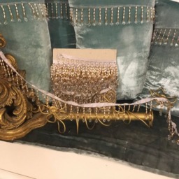 Luxury Victorian Blue Silk Velvet Cushion - thumbnail 2
