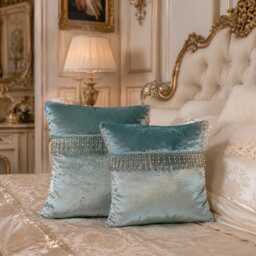 Luxury Victorian Blue Silk Velvet Cushion - thumbnail 4