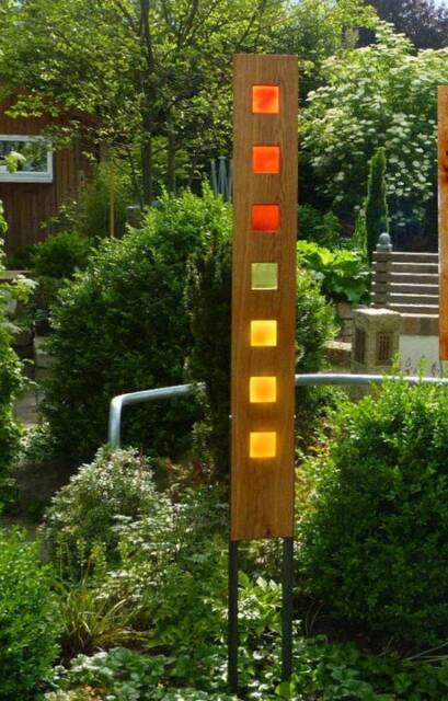 Garden Sculpture Made Of Wood & Glass. A Unique, Handmade, Weatherproof Garden Decoration - image 1