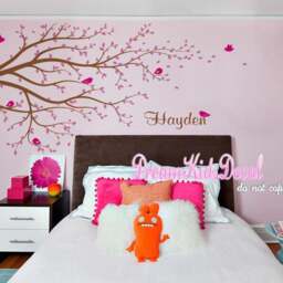 Personalized Tree Branch Wall Decal Owl, Birds, Name - thumbnail 2