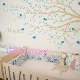 Personalized Tree Branch Wall Decal Owl, Birds, Name - thumbnail 3