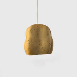 Pendant Light Peonia, Unique Lamp From Paper Mache, Sculptural in French Ugier Colour - thumbnail 3