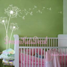 Personalized Dandelion Wall Decal, Butterfly Flower Wall Art For Kids Room - thumbnail 3