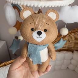 Baby Mobile For Crib, Teddy Bear Nursery Mobile, Blue Baby Decor, Crib Boy, Newborn Gift, Mom Gift - thumbnail 1