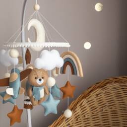 Baby Mobile For Crib, Teddy Bear Nursery Mobile, Blue Baby Decor, Crib Boy, Newborn Gift, Mom Gift - thumbnail 2