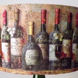 Wine Bottle Lampshade Shabby Chic Vintage Labels, Handmade - thumbnail 2