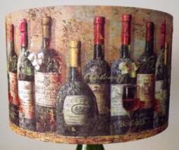 Wine Bottle Lampshade Shabby Chic Vintage Labels, Handmade - thumbnail 1