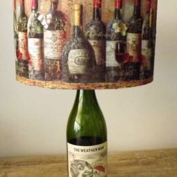 Wine Bottle Lampshade Shabby Chic Vintage Labels, Handmade - thumbnail 4