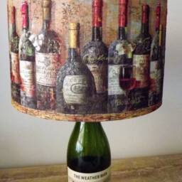 Wine Bottle Lampshade Shabby Chic Vintage Labels, Handmade - thumbnail 3