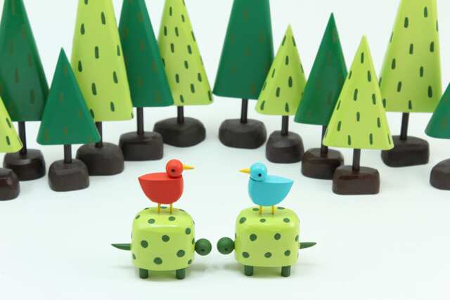 Bird On A Turtle Figure - Art Wood Sculpture Christmas Putz Tiny Forest Scene Handmade Woodland - image 1