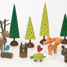 Bird On A Turtle Figure - Art Wood Sculpture Christmas Putz Tiny Forest Scene Handmade Woodland - thumbnail 2