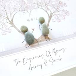 Personalised Engagement Love Tree Him & Her Pebble Picture - Framed Proposal Art Gift Engagement/Proposal - thumbnail 2