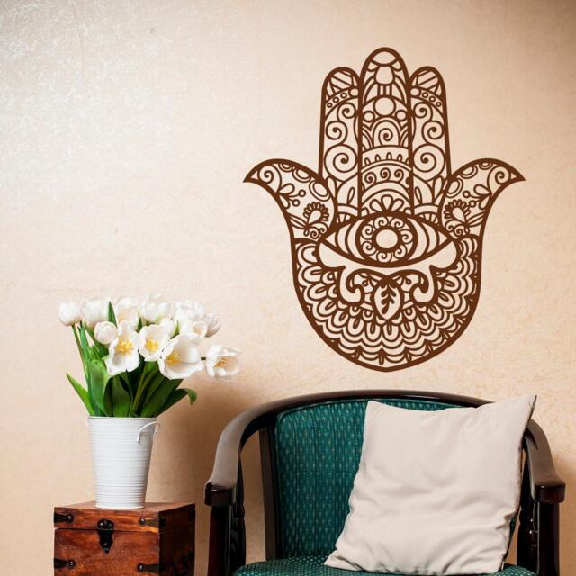 Hamsa Hand Eye Wall Decal - Namaste Yoga Room Decor Boho Spiritual Vinyl Sticker #11 - image 1
