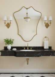 Shield Brass Mirror - Vanity Curved - thumbnail 1