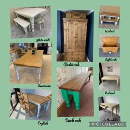 Solid Pine Farmhouse Table & Bench Set, Wooden Kitchen Dining Room Furniture - thumbnail 4