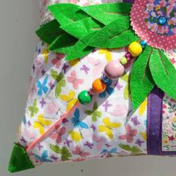 Dementia Fidget Pillow Cushion Pink Flower Alzheimers Toy Dementia Blanket Busy Personalised Picture Gift Mum 80Th - thumbnail 3