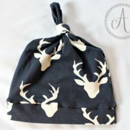 Navy Deer Head Swaddle & Hat Set, Buck, Baby Blanket, Nursing Cover, Woodland Creatures, Newborn Boy, Boy Swaddle, Prop - thumbnail 3