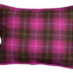 1 Pink & Grey Tartan Checked Lumbar Cushion Cover With Plain Back Piping - thumbnail 3