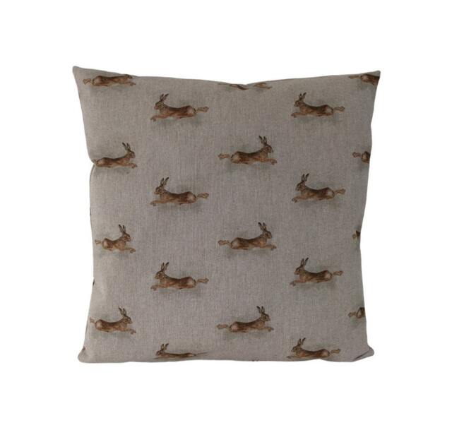"Leaping Hares Linen Look Cushion Cover Reversible 14"" 16"" 18"" 20"" 22"" 24" - image 1