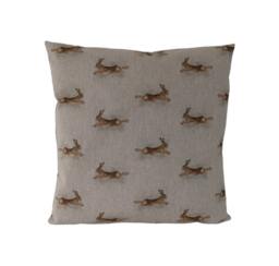 "Leaping Hares Linen Look Cushion Cover Reversible 14"" 16"" 18"" 20"" 22"" 24" - thumbnail 1