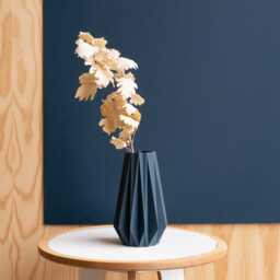 Blue Vase Origami For Dried Or Fresh Flowers - Original Gift Plant Lover - thumbnail 1