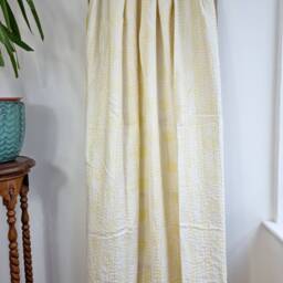 Kantha Stitch Pure Cotton Reversible Bed/Sofa/Picnic/Kids Room Throw Singlesize Handprint Dohar Floral Summer White Yellow Pop Polka Stripe - thumbnail 4
