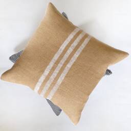 Hand Painted Grain Sack Pillow Cover Farmhouse Burlap, Buffalo Check Back - 20x20 - thumbnail 2