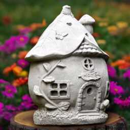 Concrete House Statue Cement Sculpture Garden Figurine Outdoor Forest Home Ornament Front Door Decoration House Lover Gift - thumbnail 3