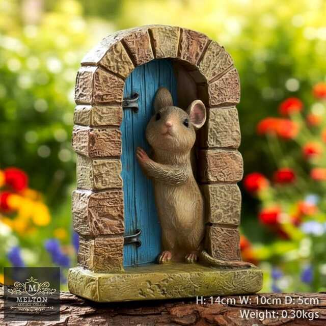 Mouse in Doorway Fairy Door Magical Garden Ornament Decoration Mice Lover Gift - image 1